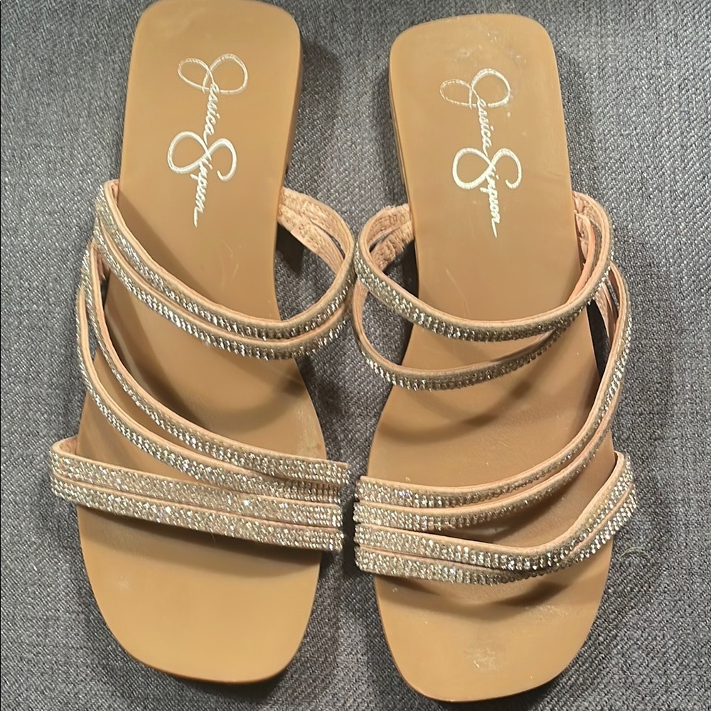 Jessica Simpson Silver and Gold Rhinestone Sandals